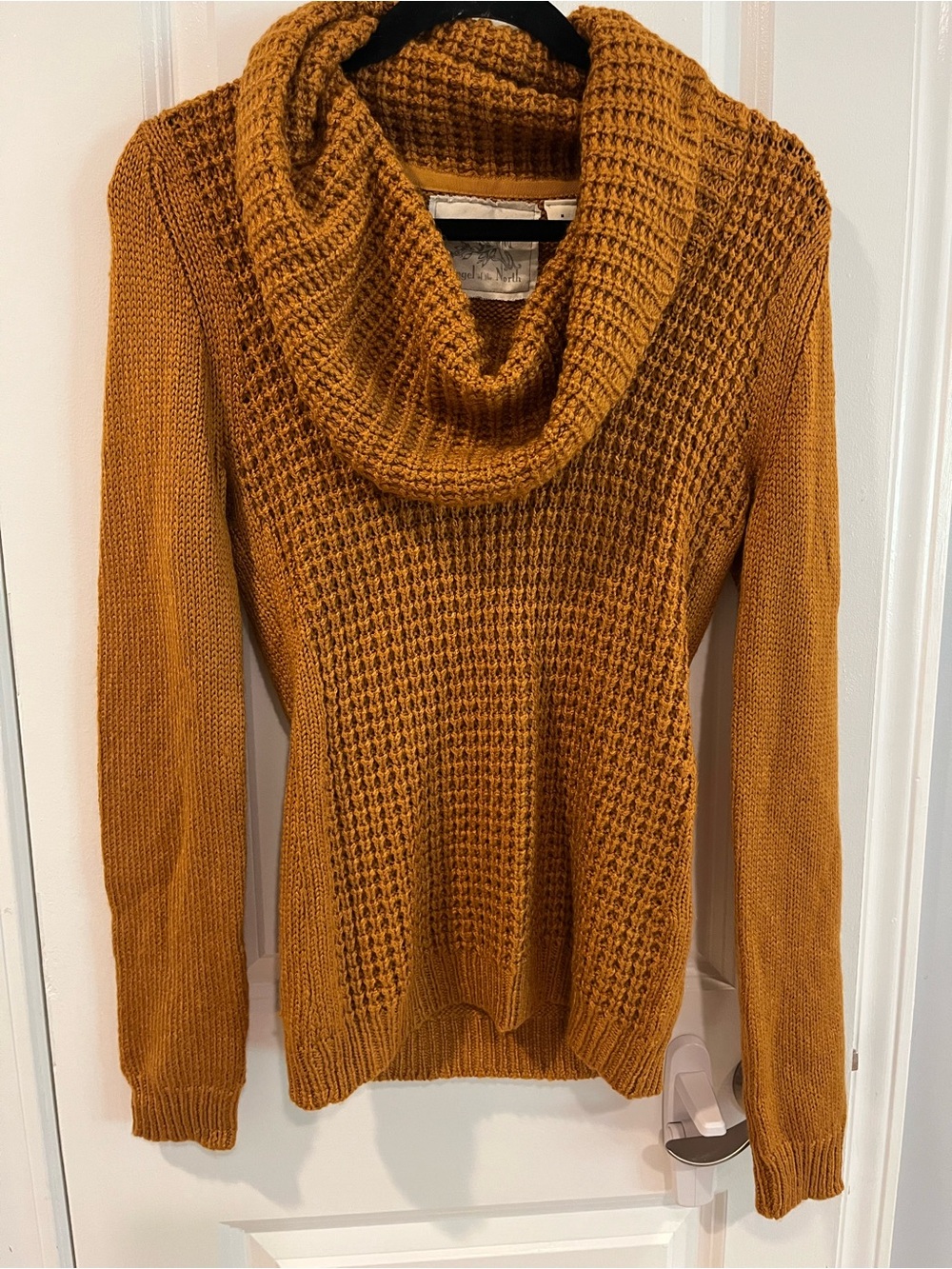 Angel Of The North Mustard Cowl Neck Knit Sweater